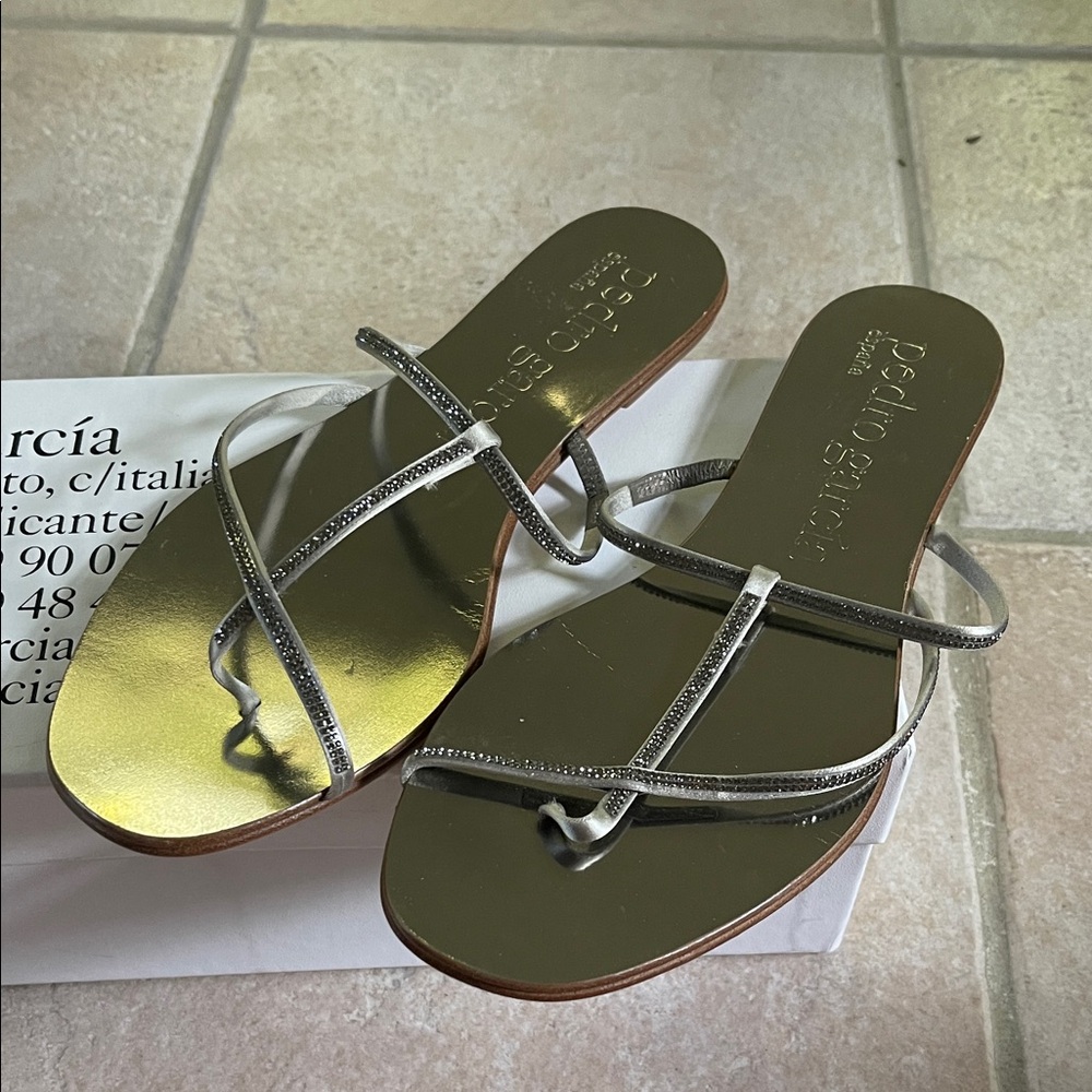 Pedro Garcia Metallic Silver Sandals